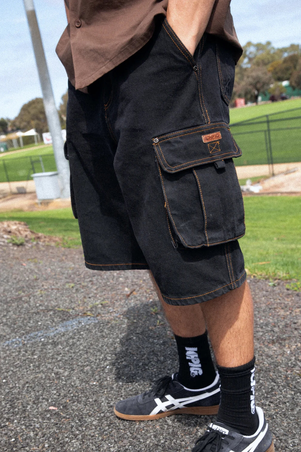 DENIM CARGO SHORTS (Black Overdye)