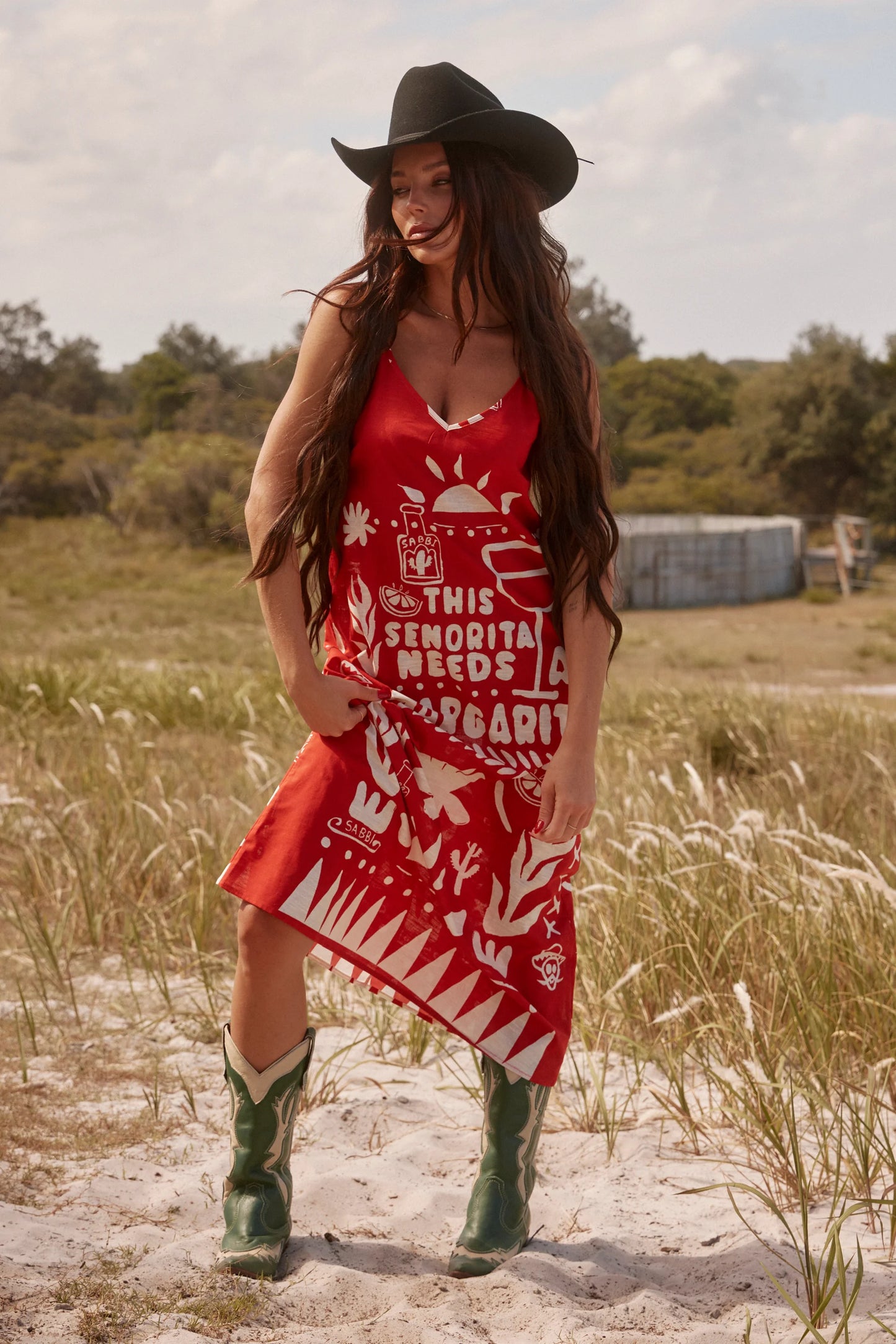 THE SIESTA DRESS (Red Linen)