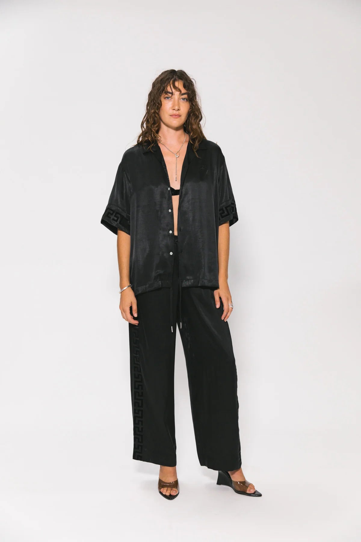 GEO PANEL RESORT SHIRT (Black)