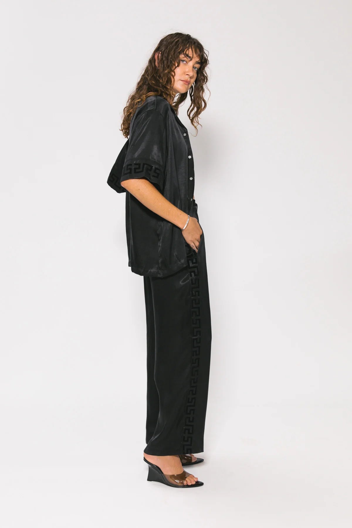 GEO PANEL RESORT SHIRT (Black)