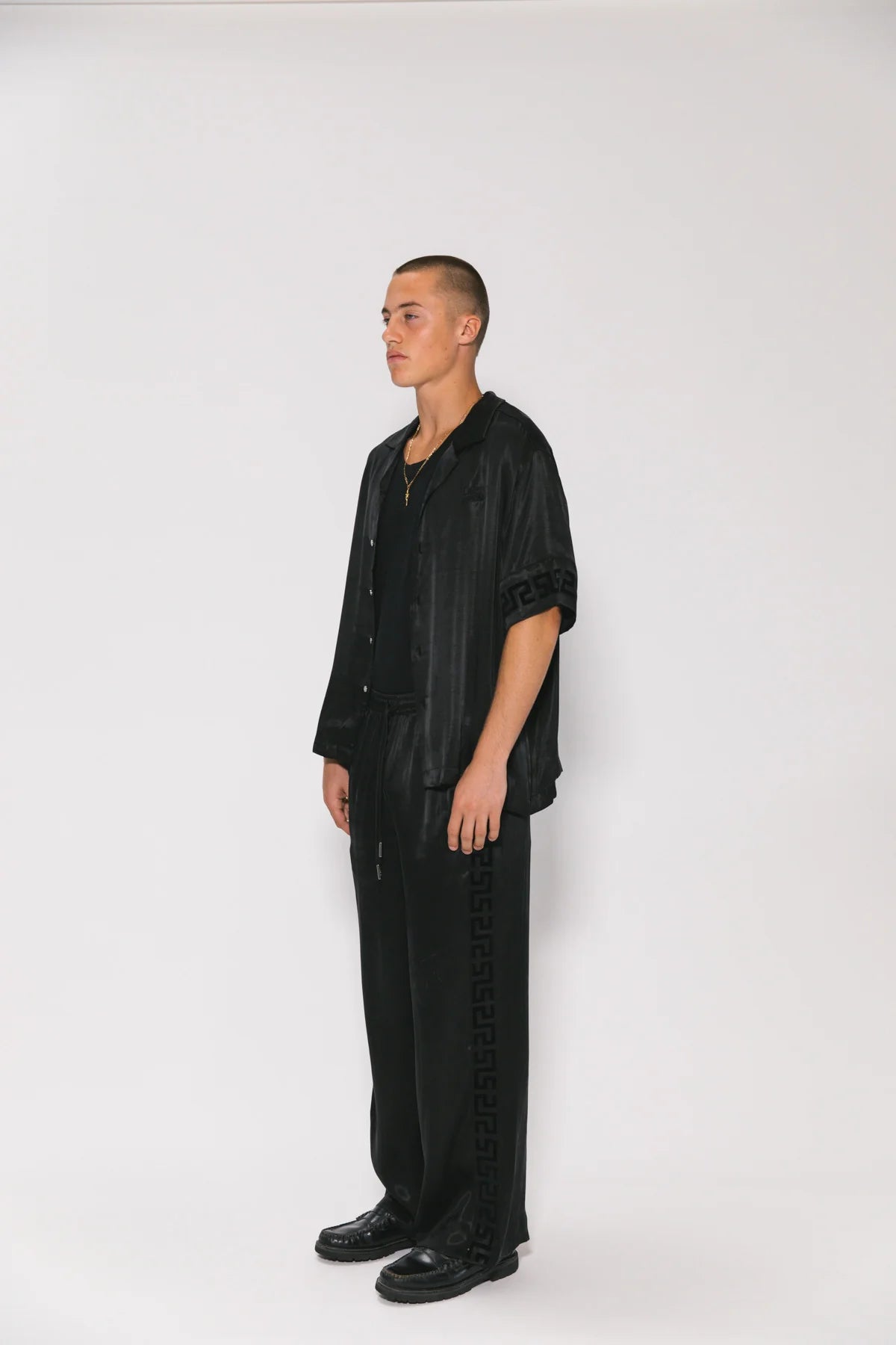 GEO PANEL RESORT SHIRT (Black)
