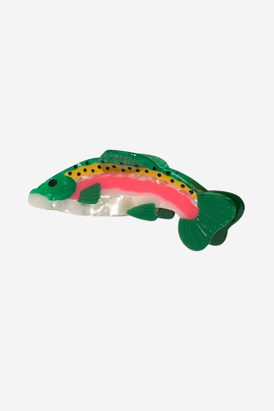 LARGE FISH HAIR CLAW (Grn/Pink)