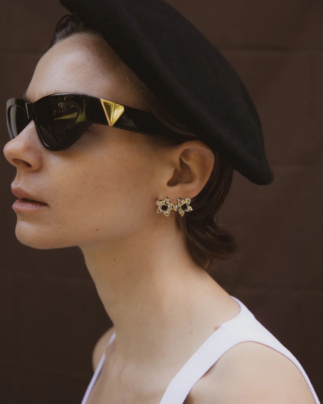 FLOWER POWER STUDS (Smokey Quartz)