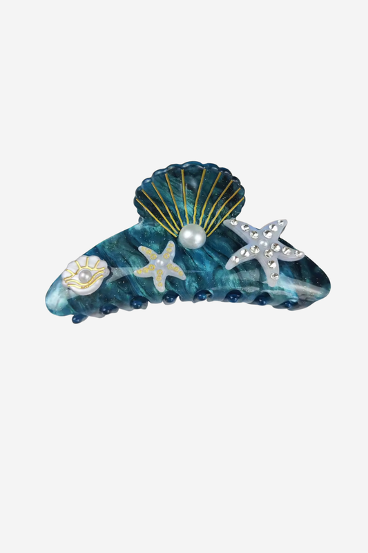 SEA SHELL HAIR CLAW (Ocean Green)