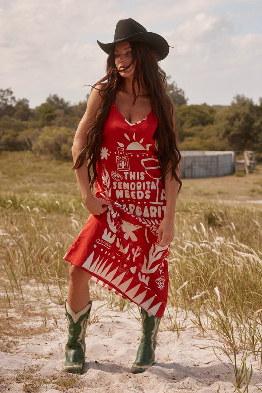 THE SIESTA DRESS (Red Linen)