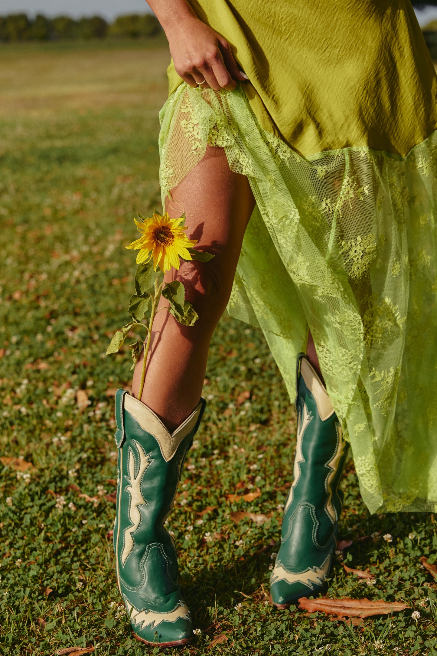 THE LACE MAXI DRESS (Chartreuse)