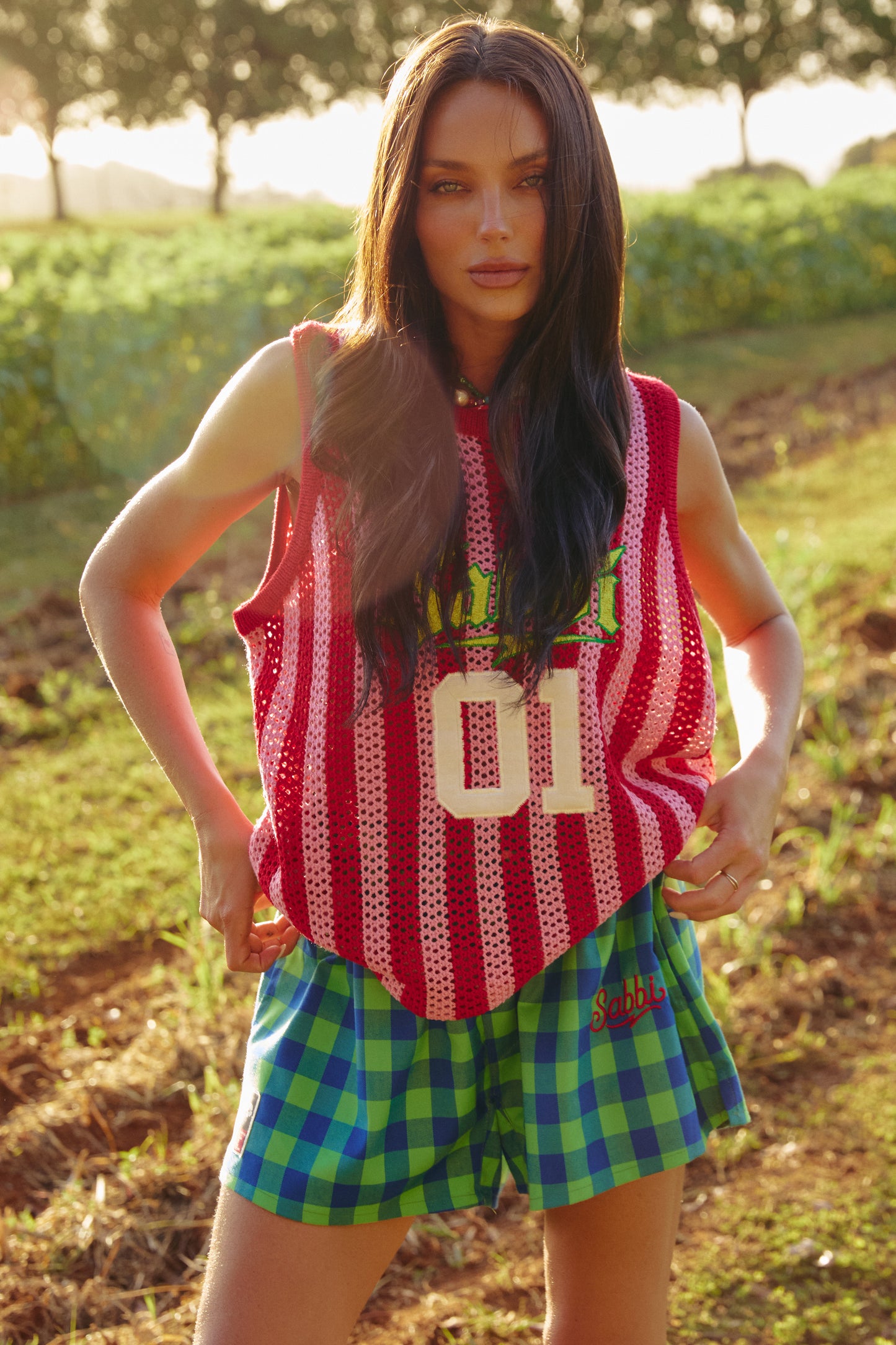 THE KNIT BBALL SINGLET (Red Stripe)