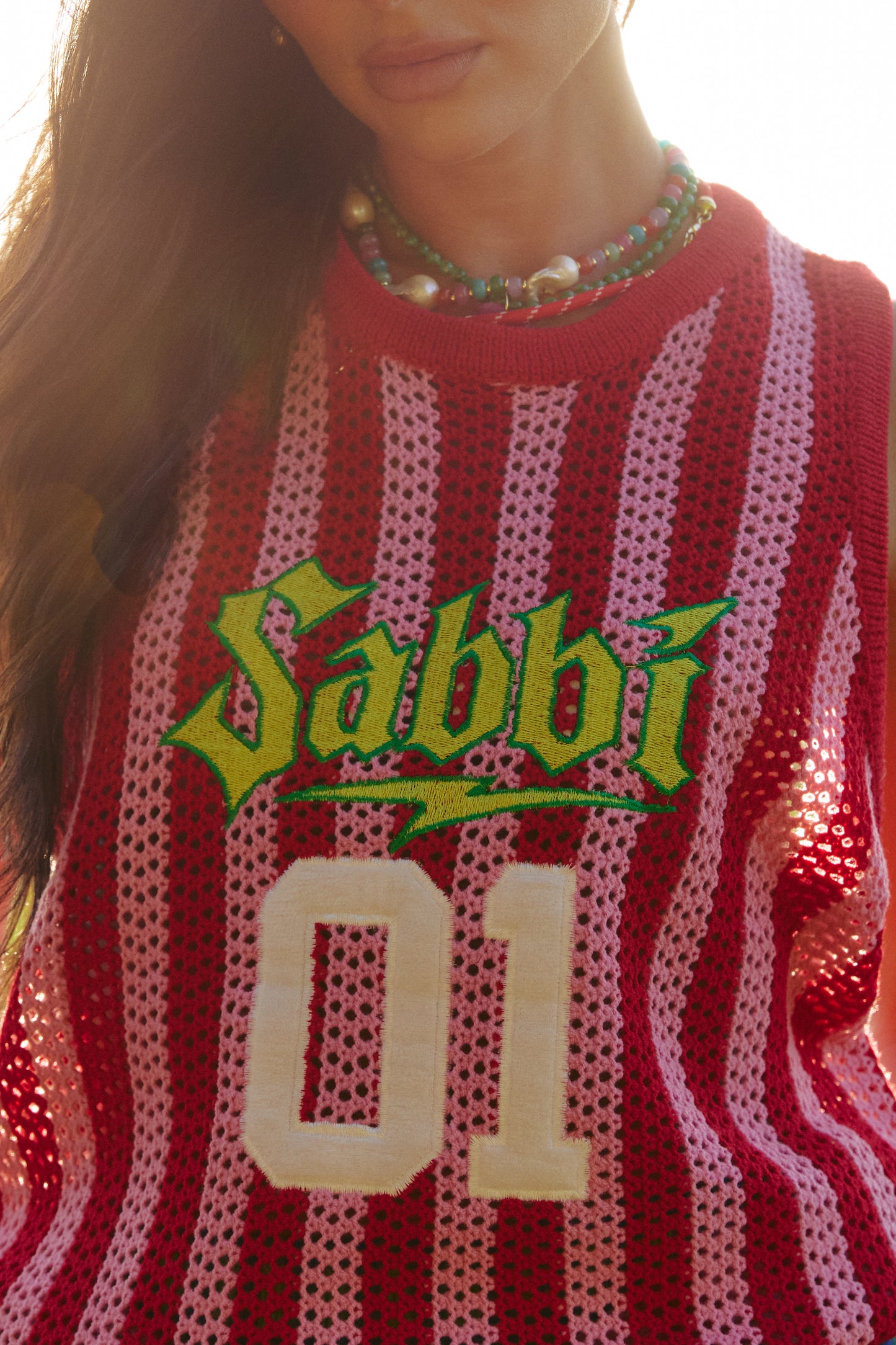 THE KNIT BBALL SINGLET (Red Stripe)