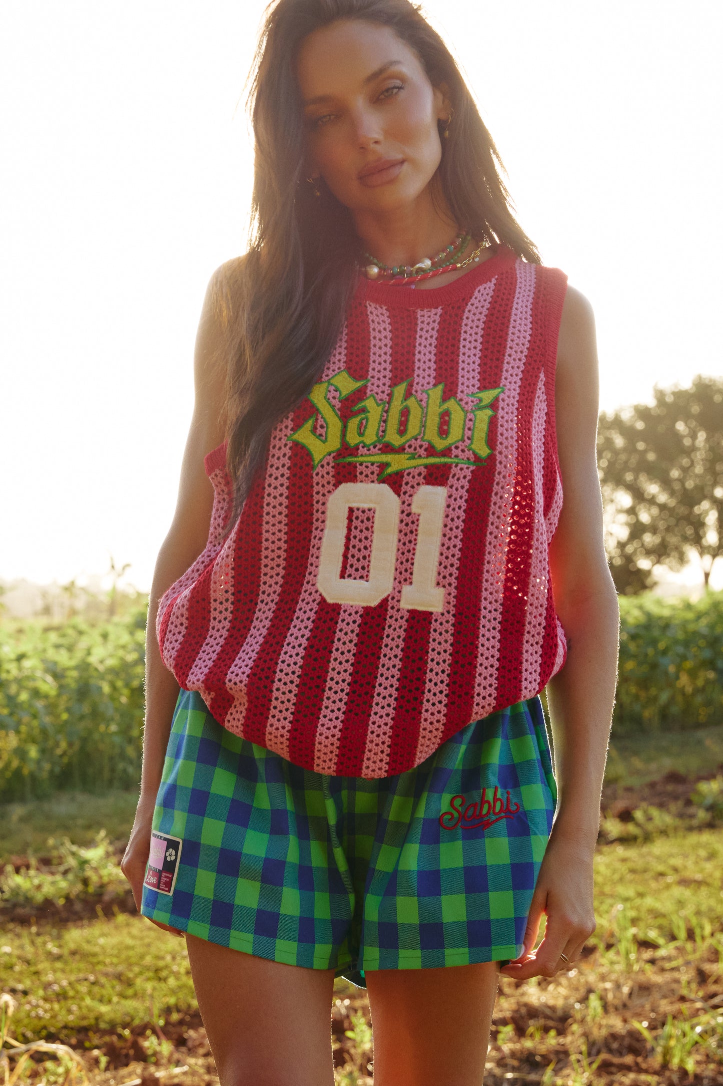 THE KNIT BBALL SINGLET (Red Stripe)