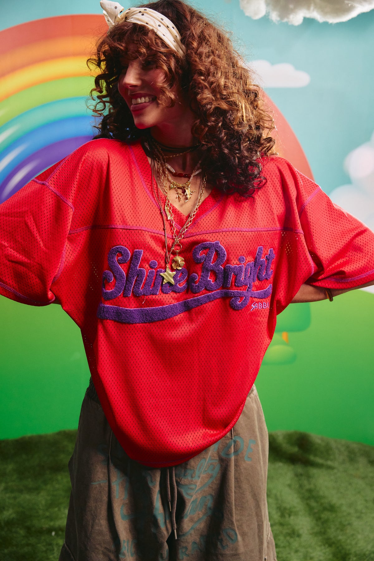 SHINE BRIGHT MESH TEE (Red)