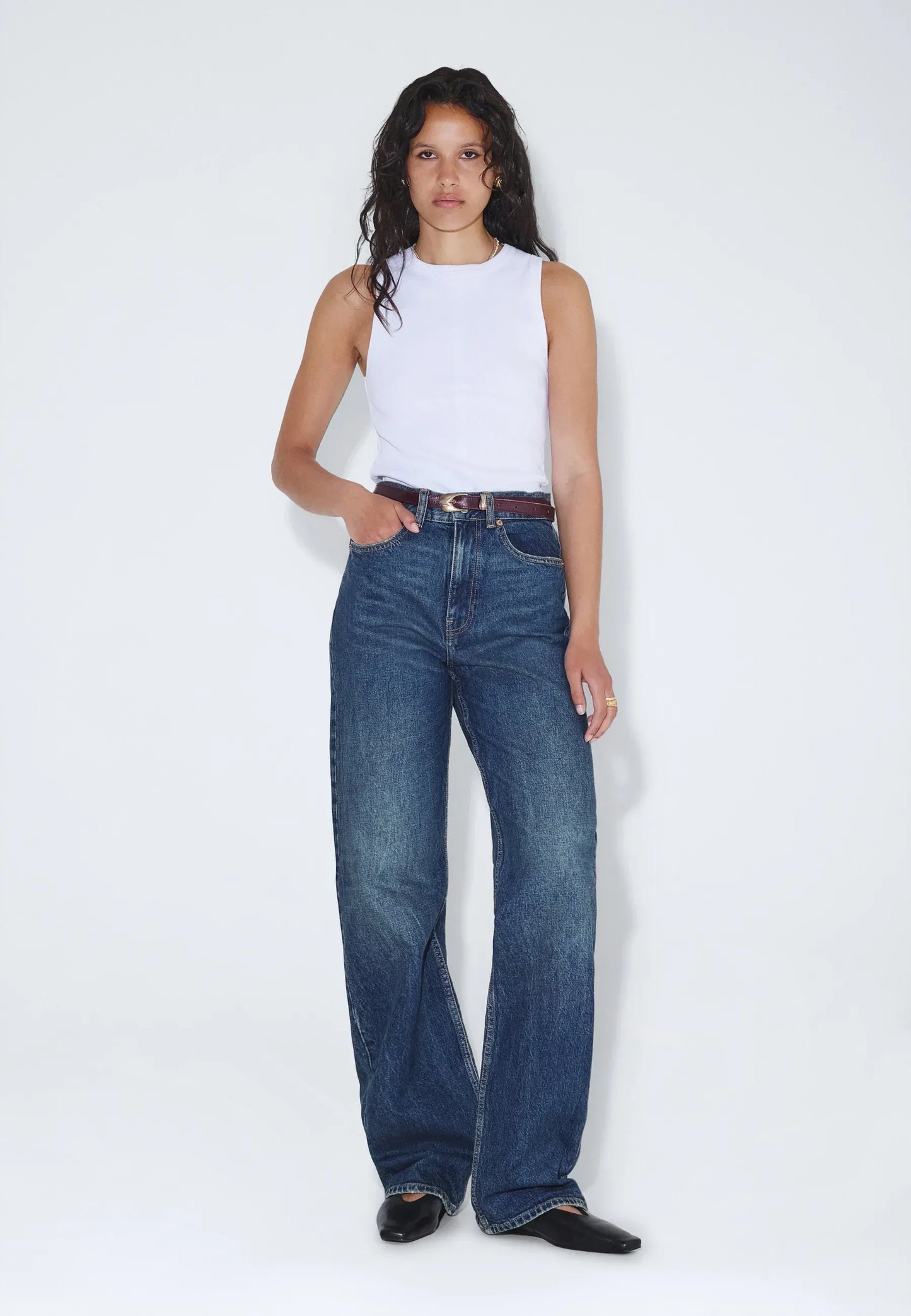 ECHO HIGH STRAIGHT JEANS (Bay Dark Used Vintage)