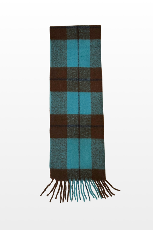 OVERSIZED CHECK SCARF (Aqua Brn)
