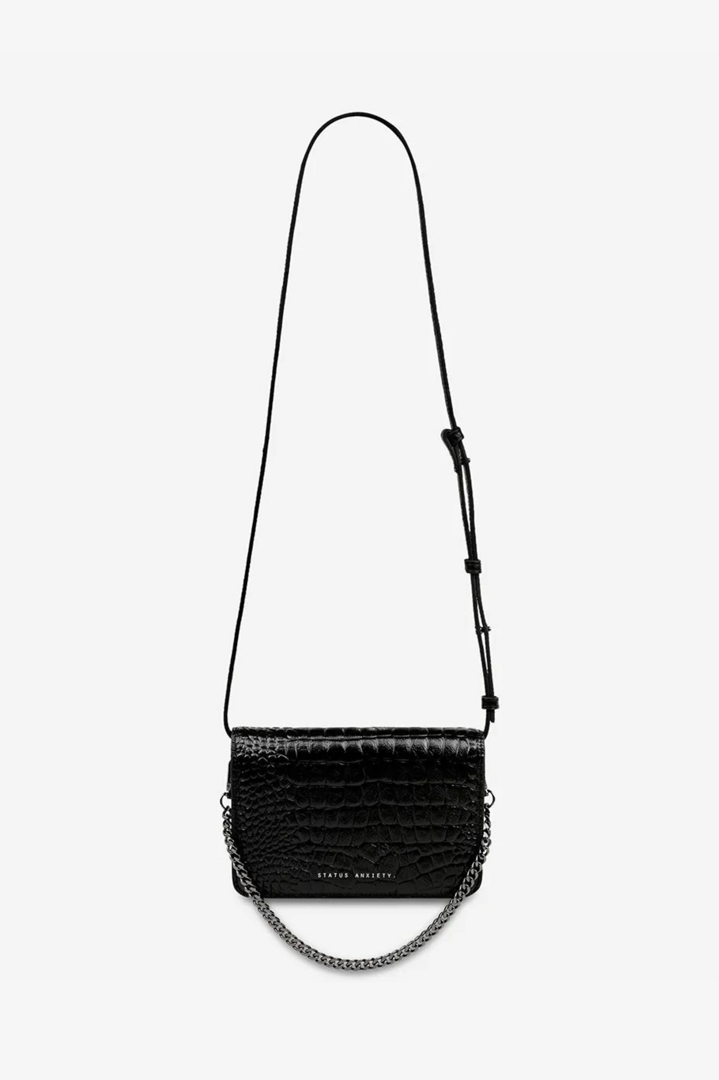 SHE BURNS BAG (Black Croc)