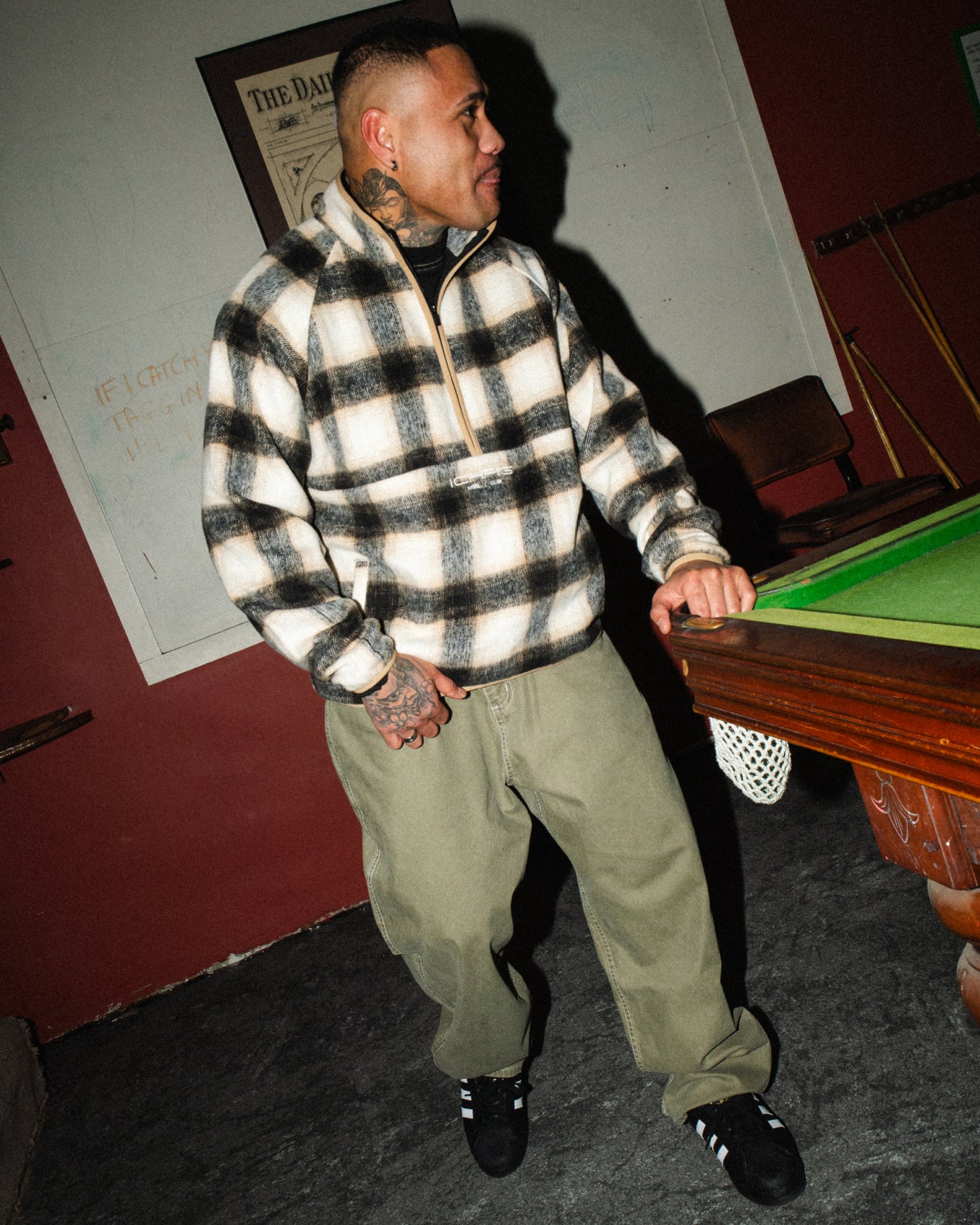CHECKLINE 1/2 ZIP JUMPER (Cream Plaid)