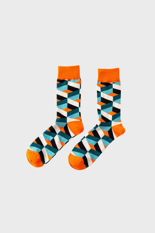 GEO SOCKS (Blue/Crm/Org)