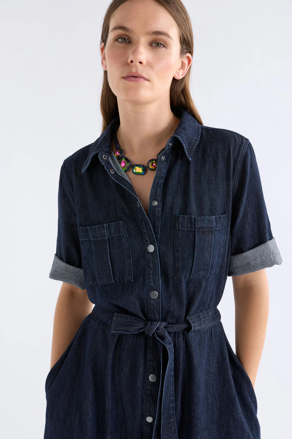 VALOR SHIRT DRESS (Mid Denim)