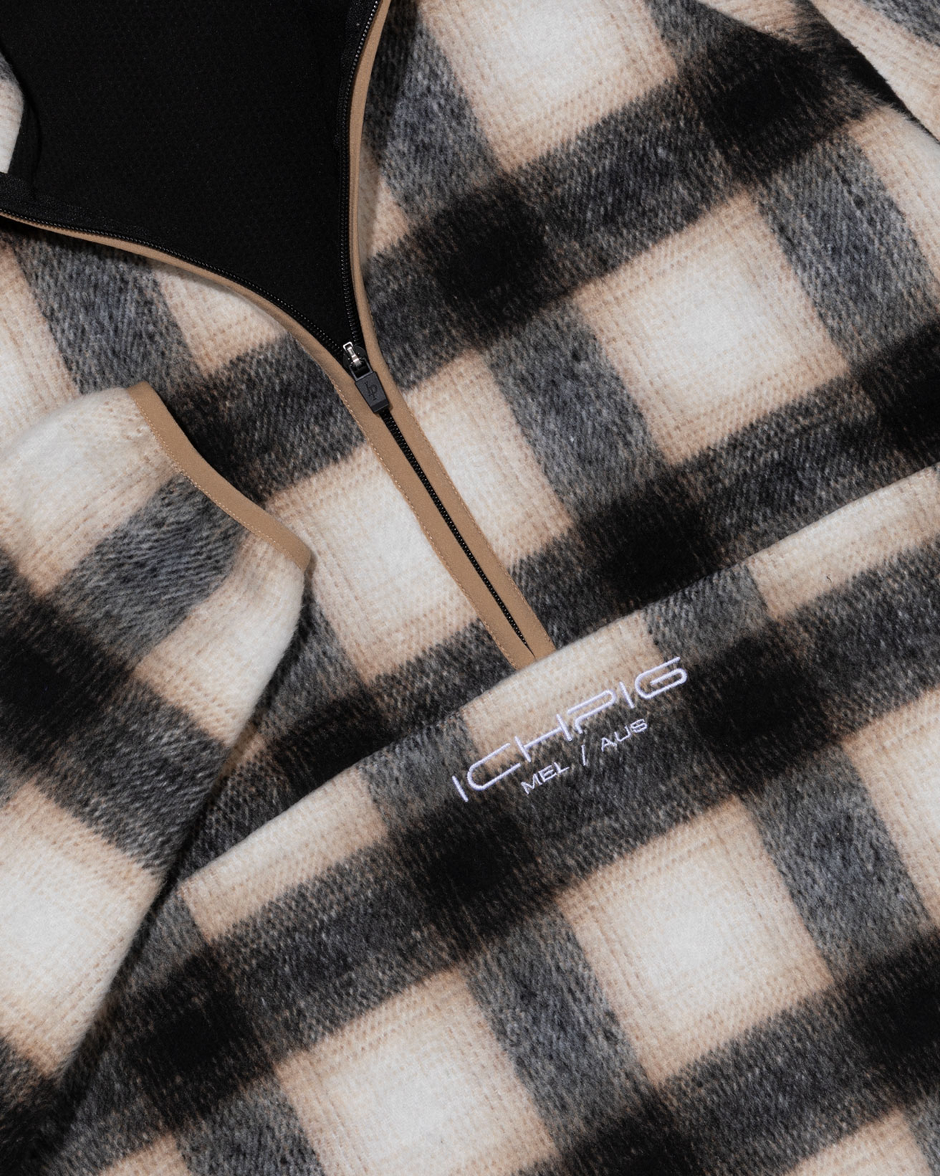 CHECKLINE 1/2 ZIP JUMPER (Cream Plaid)