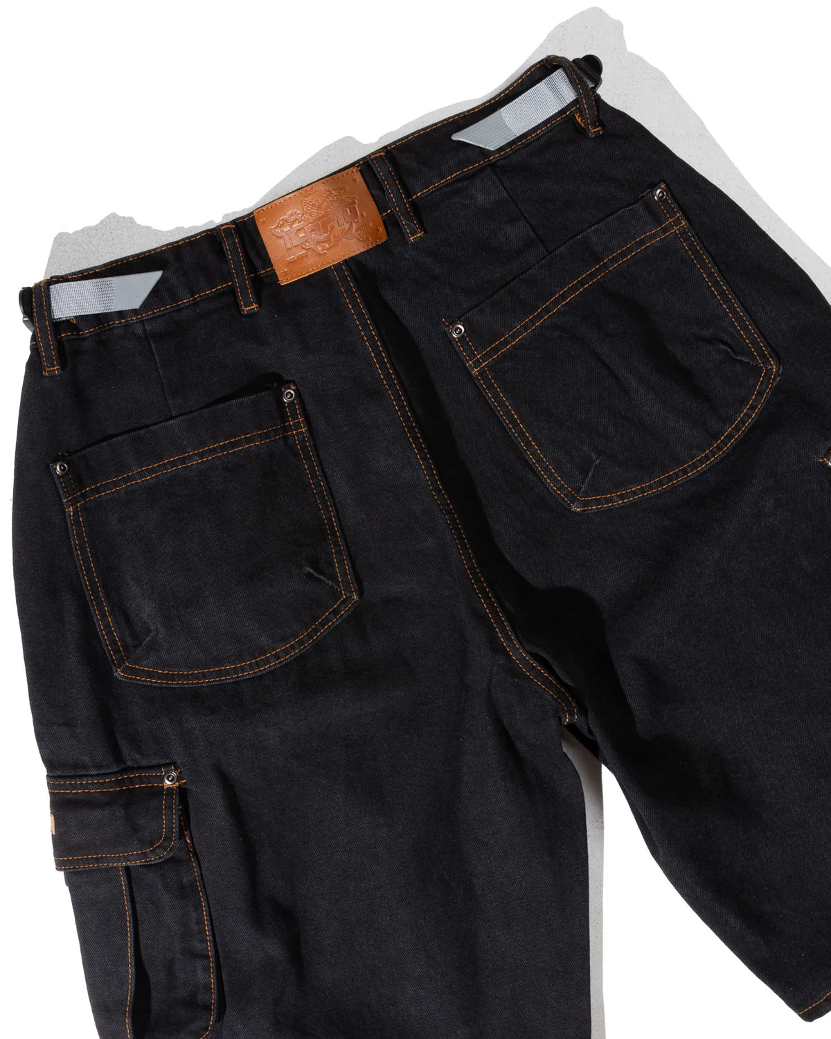 DENIM CARGO SHORTS (Black Overdye)