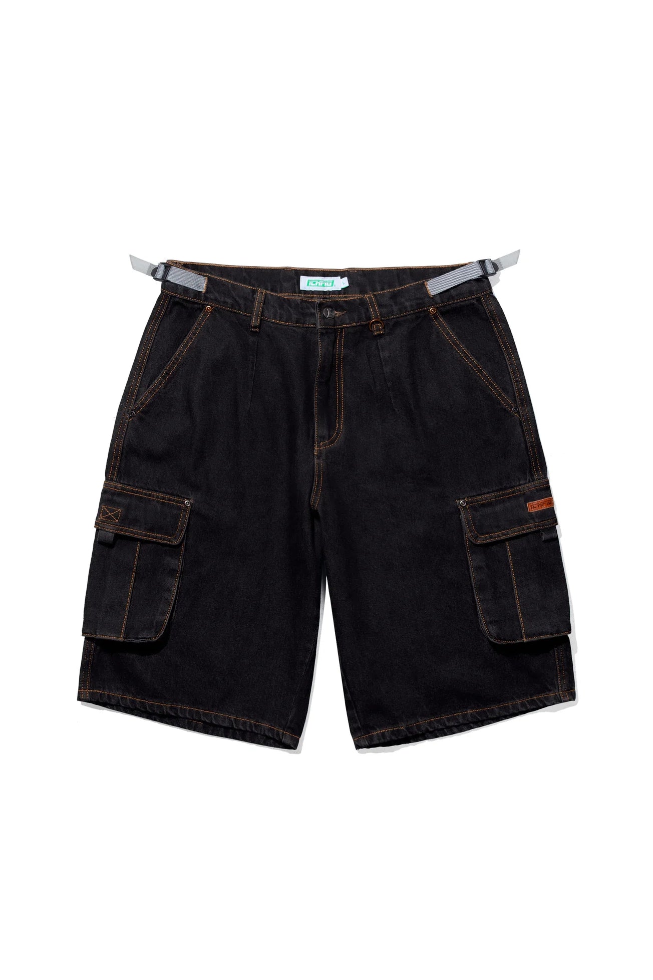 DENIM CARGO SHORTS (Black Overdye)
