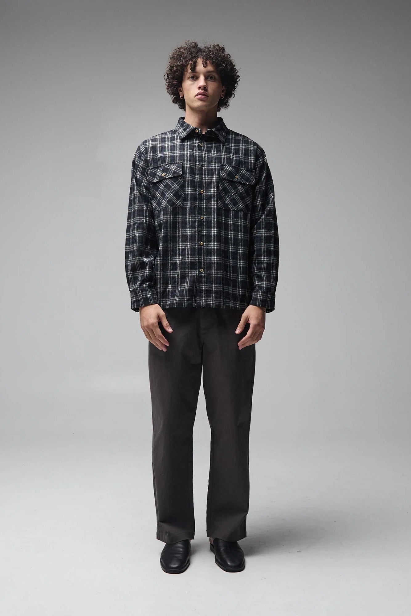 VIVIAN FLANNEL LS SHIRT (Blk/Gry)