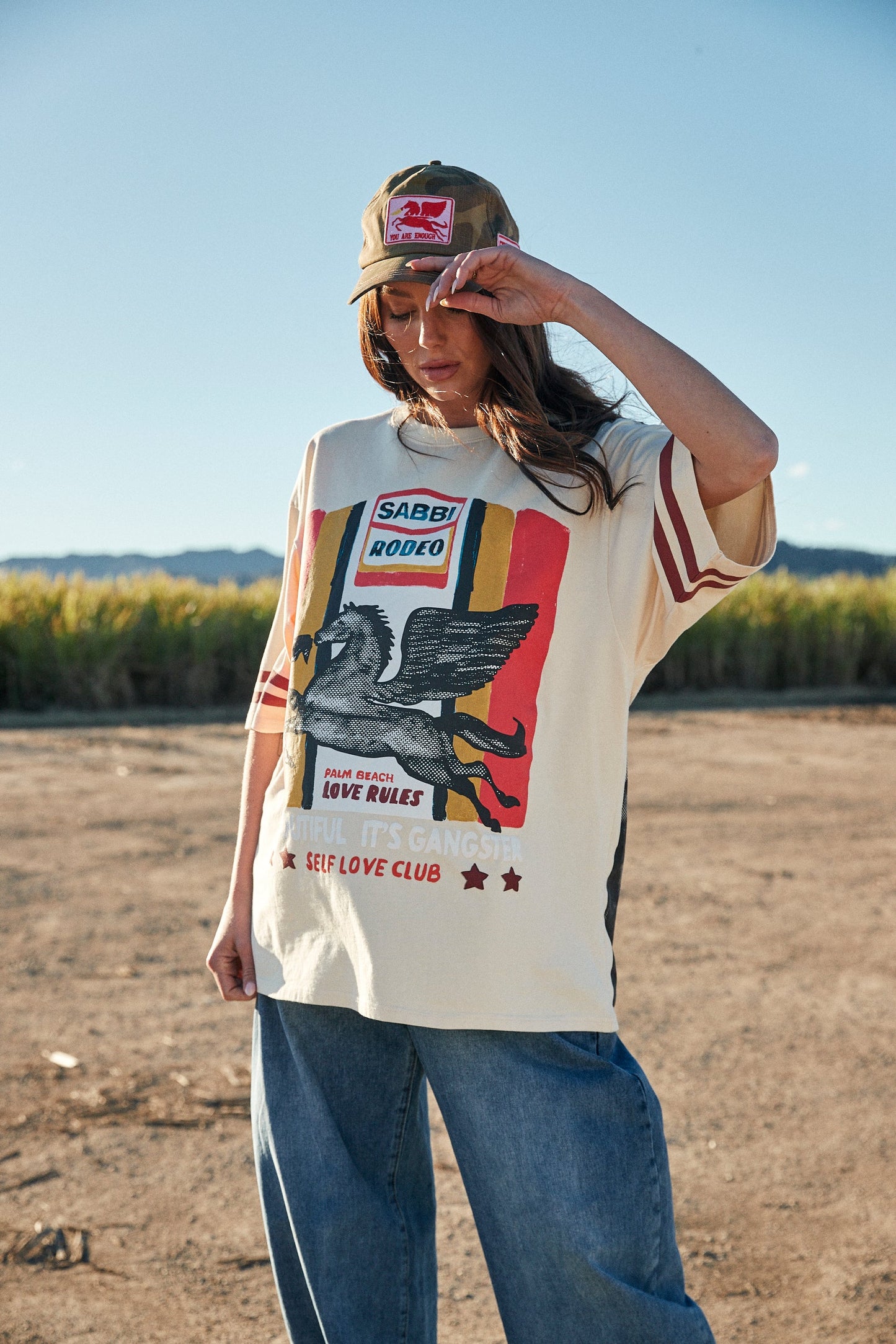 VERY OVERSIZE RODEO SELF LOVE CLUB TEE (Beige)