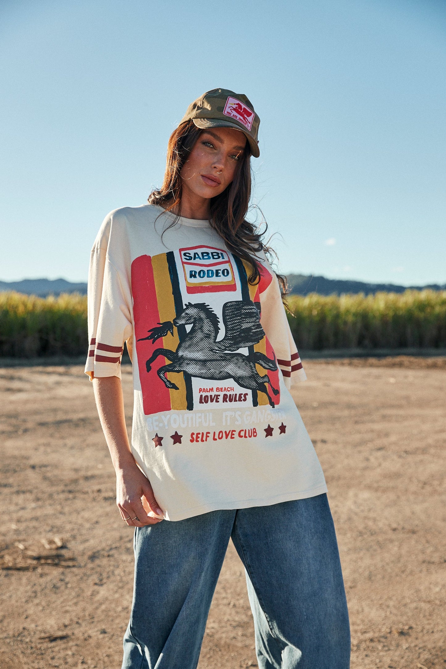 VERY OVERSIZE RODEO SELF LOVE CLUB TEE (Beige)