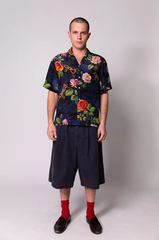 CHAINS & ROSES SILK RESORT SHIRT
