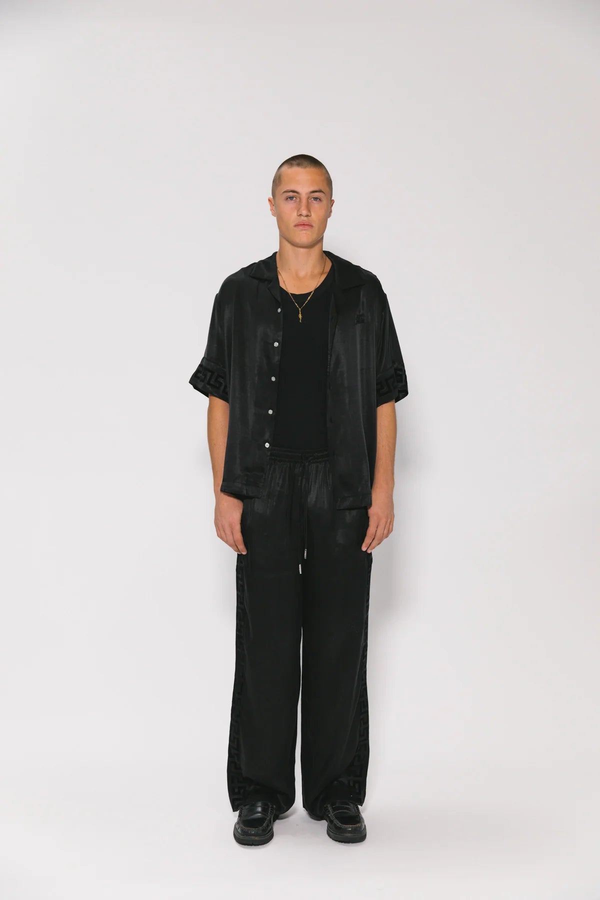 GEO PANEL RESORT SHIRT (Black)