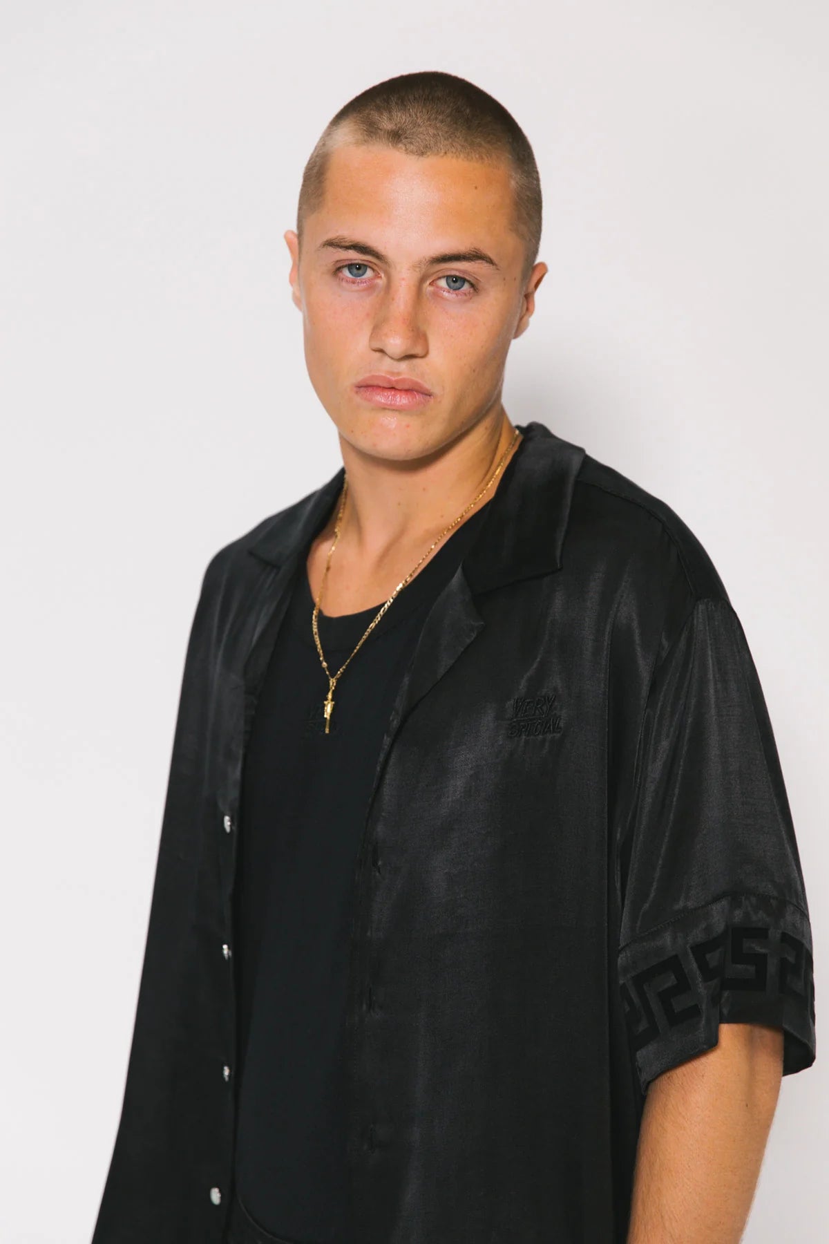 GEO PANEL RESORT SHIRT (Black)
