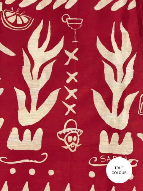 THE SIESTA DRESS (Red Linen)