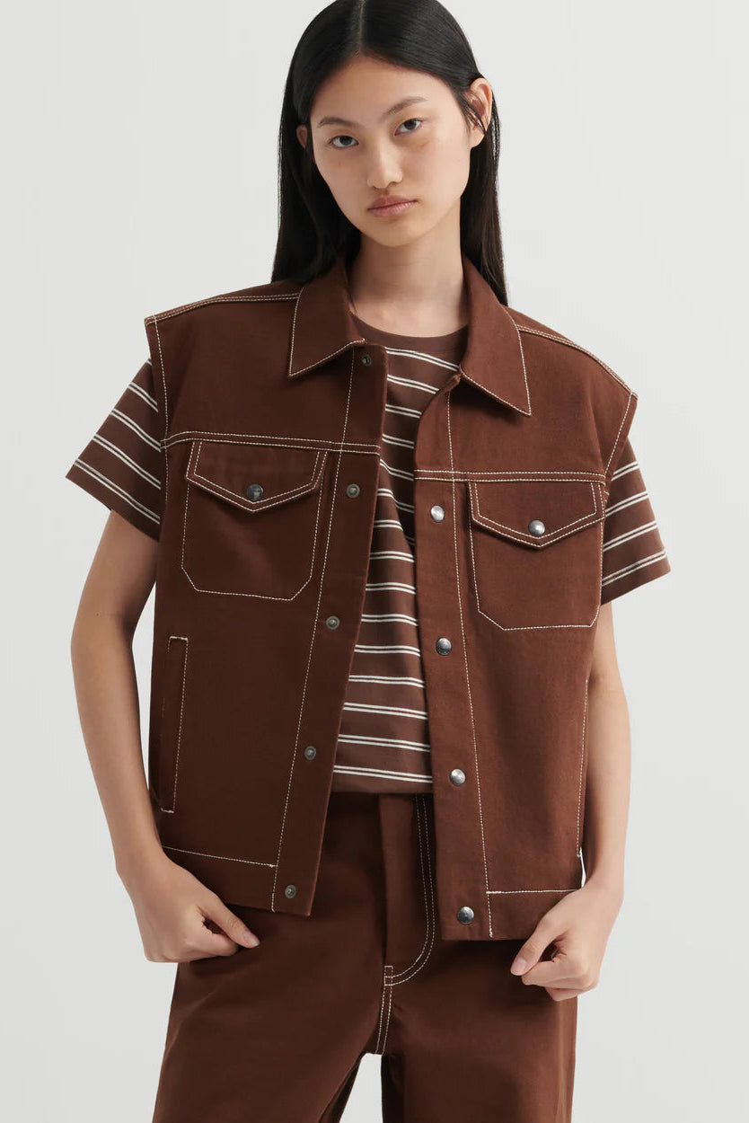 WORKER VEST (Brown Denim)