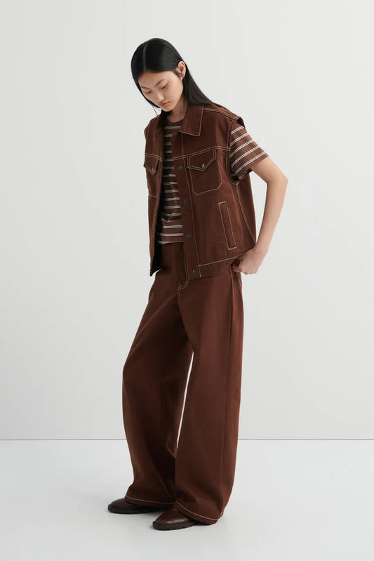 WORKER VEST (Brown Denim)
